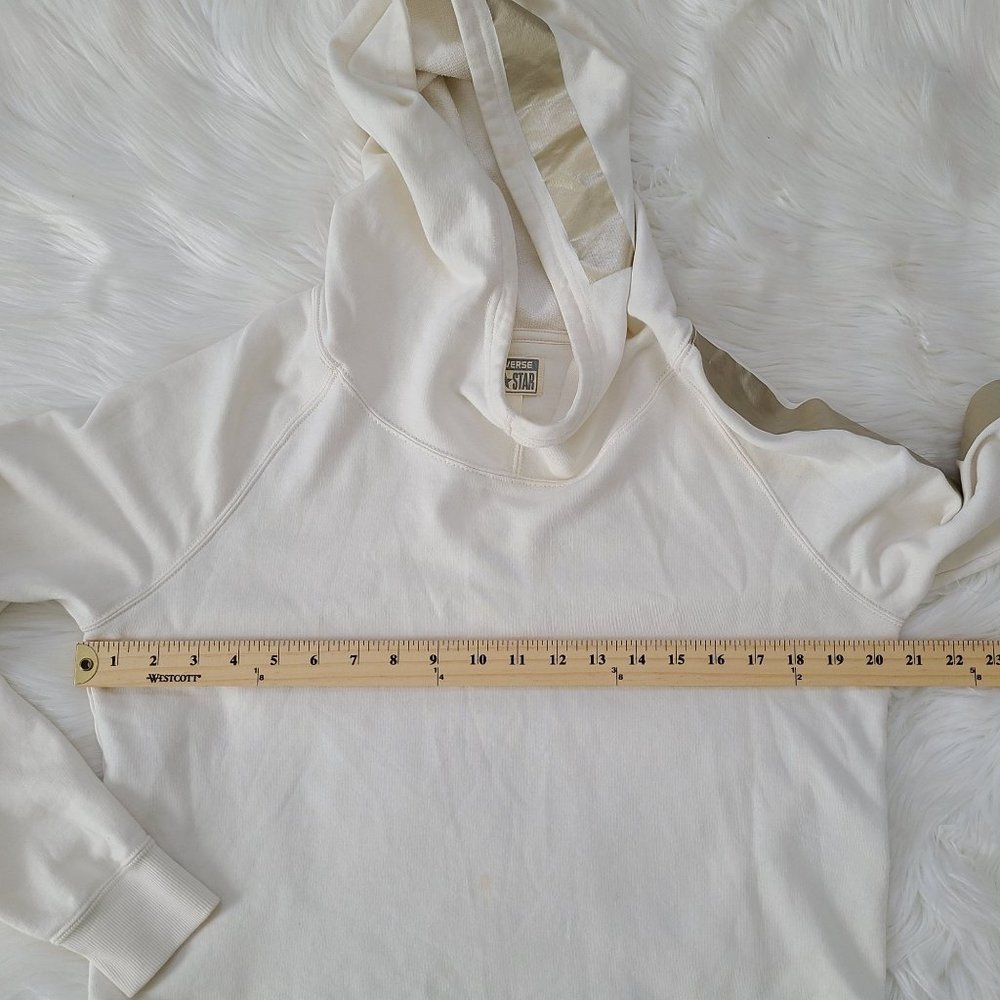 Converse Off White Cropped Cotton French Terry Pullover Hoodie  Womens SP - Picture 11 of 13